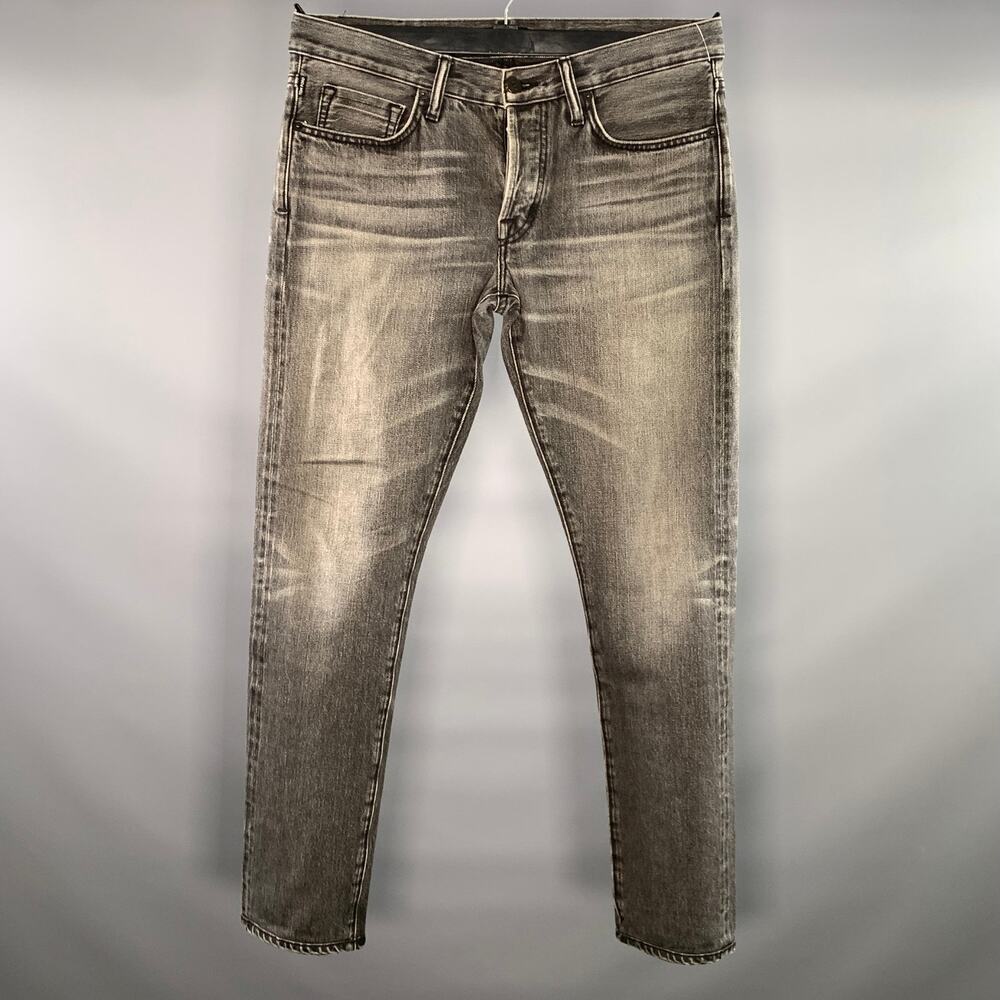 TOM FORD Size 32 Grey Black Wash Selvedge Denim Button Fly Jeans